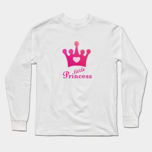 Cute Little Princess with Pink Crown and Heart Long Sleeve T-Shirt